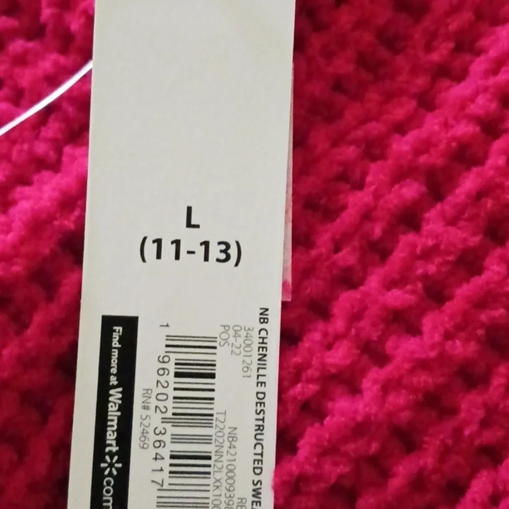 No Boundaries Fringe Sweater Red Yarn Knit Crew Neck Casual Womens XL - Picture 6 of 8